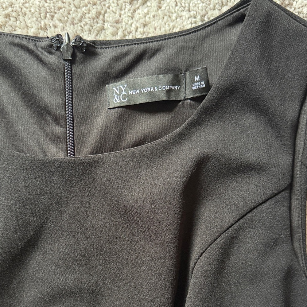 Black Sleeveless Dress with Vegan Leather Belt - Picture 2 of 4